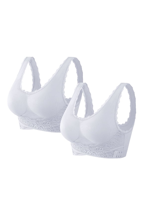 Women Polyester Pink No Steel Ring Thin Women Bra Solid Color Embroidered Decoration Breathable Gathers Underwear Comfort Bra