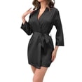 thumbnail image 1 of WCJM Women Robes Black Robe Women's Dress Pocket Short Sleeve Home Casual Round Neck Loose Version Sleeping Dress Women Woman Blending Pajamas, 1 of 4