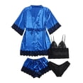 thumbnail image 1 of WCJM Women Robes Button Front Silky Pajama Set for Women Long Sleepwear Tops Shorts Loungewear Casual, 1 of 7
