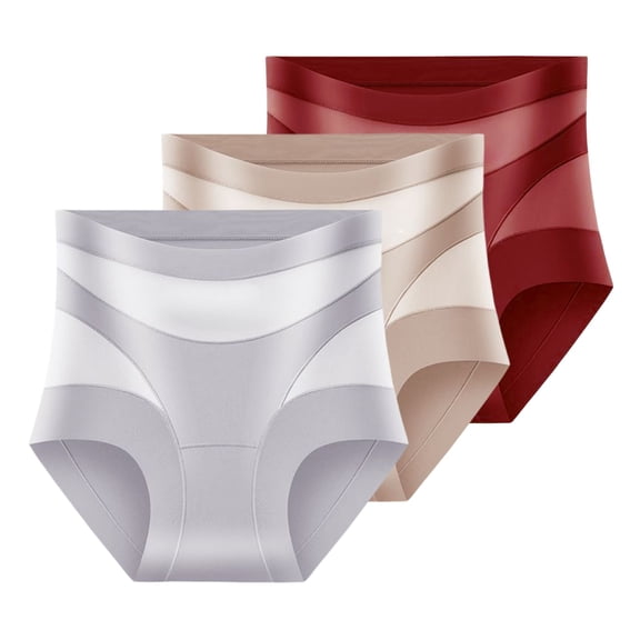 WCJM Women Seamless Compression Underwear 3 Pack Tummy Control Panty Body Shaping Brief Girdle Daily Wear Ladies Panties(2XL)