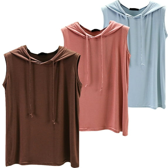 WCJM Women Short Sleeve Workout Shirts Open Back Tops Casual Yoga Y2K Athle 3 Piece Set Of Hooded Loose Plus Size Pullover Vest for Women's Mmer Thin Style Sleeveless Bottom Shirt for Versatile Wear
