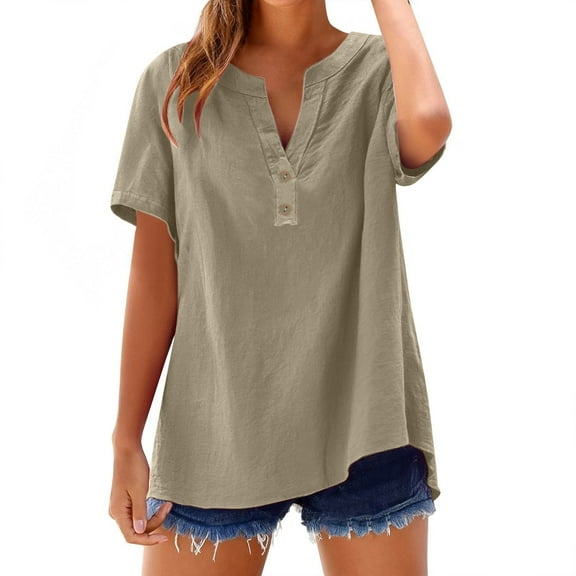 WCJM Women Short Sleeve Workout Shirts Open Back Tops Casual Yoga Y2K Athle Women's Short Sleeve T-Shirt Loose Button Shirt Tops Stand Solid Color Sleeve Collar Casual Women's Shirt