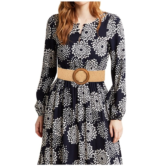 WCJM Women Skinny Belts for Jeans Dress Thin Waist Belt for Ladies with Gold Buckle Wide Elastic Stretch Waist Belts Wooden Buckle for Coat Dress Decor