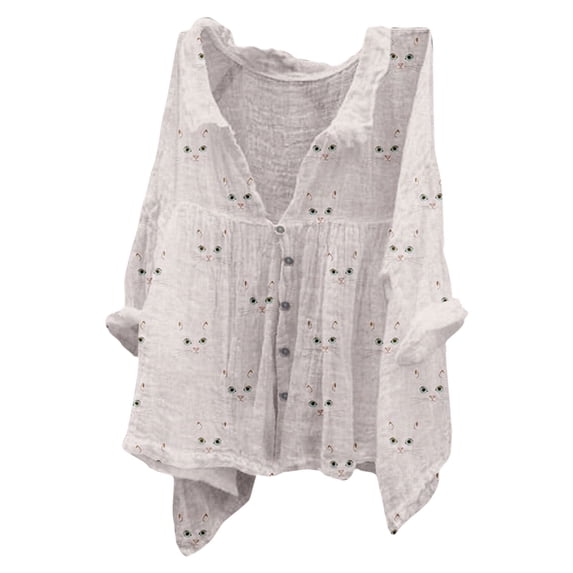 WCJM Women Textured Shirts Fall Sweaters Loose Fit Short Sleeve Tunic Tops 2026 Dressy Casual Business Blouses V-Neck Blouse Women Shirts