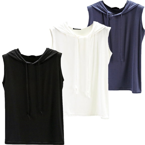 WCJM Women's 2-Pack Classic-Fit Short-Sleeve V-Neck T-Shirt 3 Piece Set Of Hooded Loose Plus Size Pullover Vest for Women's Mmer Thin Style Sleeveless Bottom Shirt for Versatile Wear