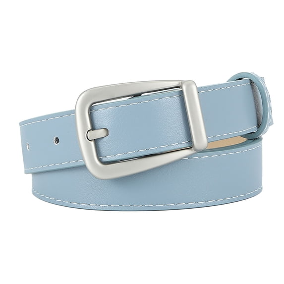 WCJM Women's Adjustable Length Waist Belt with Pin Buckle Plain Belt for Jeans or Pants Simple Casual Waistband for Daily Wear(Light Blue)