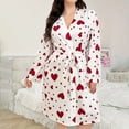 thumbnail image 1 of WCJM Women's Cotton Nightgown Women Robes Elegant Ribbon White Print Ladies Long Sleeve Sleepwear House Coat, 1 of 4