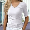 thumbnail image 1 of WCJM Women's Cute Summer Sunflower T Shirts Vintage Funny Short Sleeve Women's Short Sleeve Boat Neck Shirts Ruched Side Slim Fit Basic Casual T ShirtsCasual Tee Tops, 1 of 7