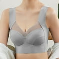 thumbnail image 1 of qinhaie 2025 Clearance Padded Seamless Support Bra for Yoga Gym Workout Fitness Bra Bralettes for Ladies Grey,L, 1 of 5