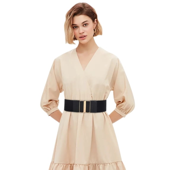 WCJM Women's Interlock Buckle Wide Waist Belt Thick Elastic Stretch Band for Dresses Skirts Cowboy Belt