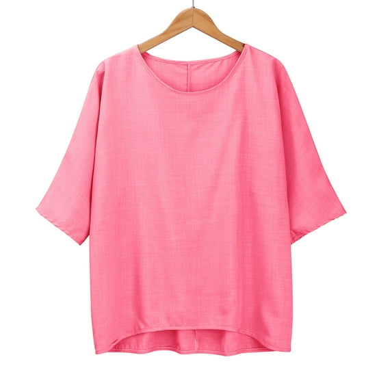 WCJM Women's Jersey Short-Sleeve Scoop Neck T-Shirt Dress Women's Short Sleeve T-Shirt Loose Button Shirt Top Stand Solid Color Sleeve Collar Casual Women's Shirt Women's Shirt