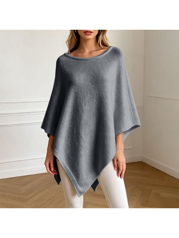 Women's Knit Shawl Poncho Sweater Button Wrap Cardigan Cape Lightweight Scarf for Travel Office and Spring Layering
