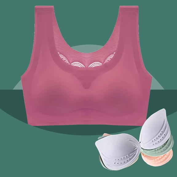 WCJM Women's Knitting Cotton A chemical fiber underwear Women Full Cup Print Thin Underwear Plus Size Front Button Wireless Sports Lace Bra Breast Cover Large Size Bras