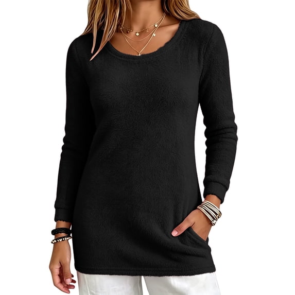WCJM Women's Long sleeve T-shirt Long Sleeve Top Women Round Neck Loose Pullover Sweater