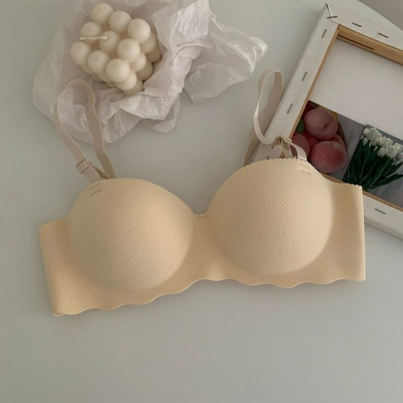 WCJM Women'S Nylon,Spandex Beige Nylon Bra High Support Bras For Women Adjustable Strap Full Coverage Up Bras Comfortable No Underwire Wireless Bras
