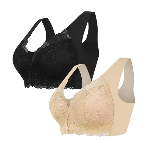 WCJM Women's Nylon,Spandex Beige nylon underwear Thin Laceless Ring Comfortable Breathability Underwear Large Size Brater Buckle Female Bra Deep V Neck Vest Bralette Wireless Seamless Bra