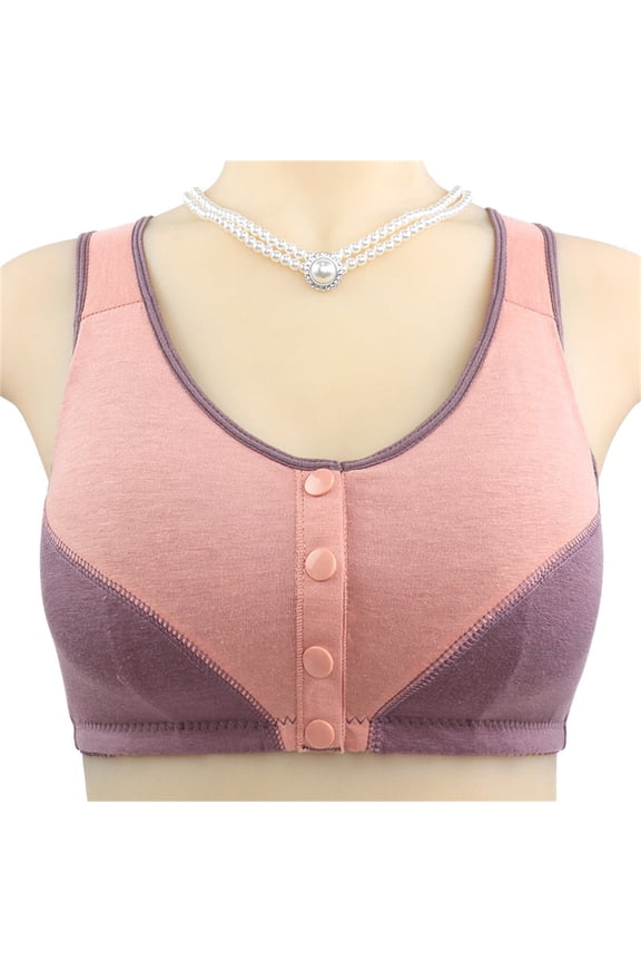 Women's Nylon,Spandex Beige nylon underwear Women's Front Side Buckle Lace Edge Without Steel Ring Movement Seamless Gathering Adjustment Yoga Sleep Large Bra Womens Bras