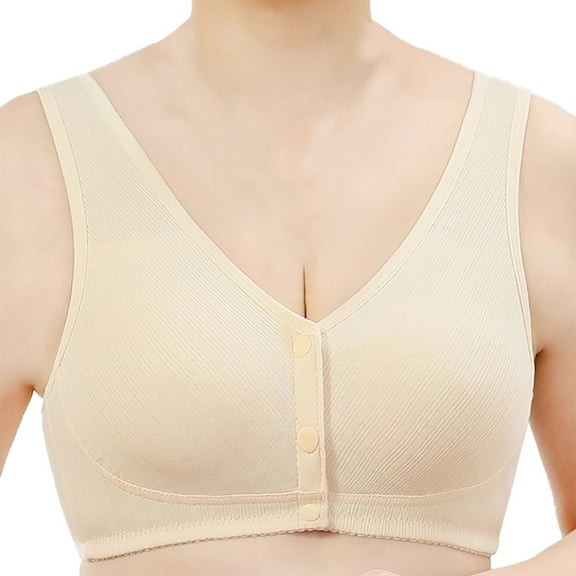 WCJM Women's Nylon,Spandex Beige nylon underwear Women's Sexy Triangle Bralette Comfort Full Coverage Bra Front Close Deep V Seamless Wireless Adjustable Bras