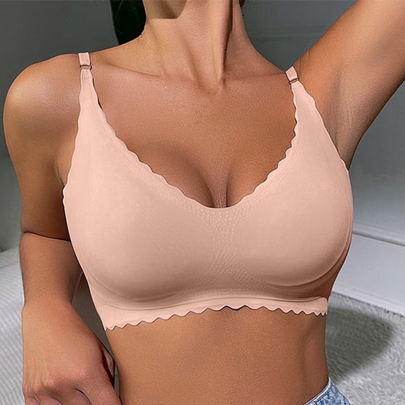 WCJM Women'S Nylon,Spandex Black Nylon Underwear 3Pc Bras For Women Sexy Push Up Wireless Solid Color Underwear Adjustable Breathable Comfort Support Anti Drop Bra