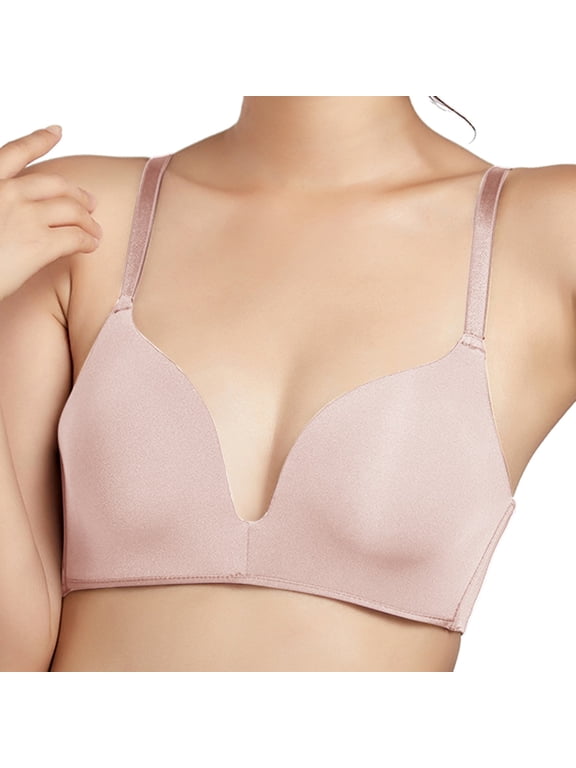 Women's Nylon,Spandex Khaki nylon bra Women's Summer New Comfortable Sexy Comfortable B/C Cup Smooth Face No Steel Ring Gathering Bra