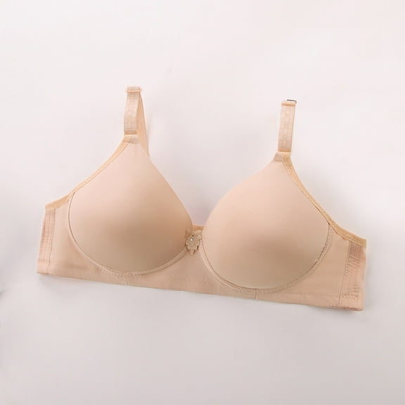 WCJM Women's Nylon,Spandex Rose Gold nylon bra Women's Sexy And Comfortable Large Size Thin Cup With No Steel Ring Uphold Four Breasted Printing Adjustable Bra