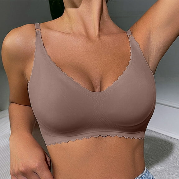WCJM Women'S Nylon,Spandex Wine Nylon Underwear 3Pc Bras For Women Sexy Push Up Wireless Solid Color Underwear Adjustable Breathable Comfort Support Anti Drop Bra