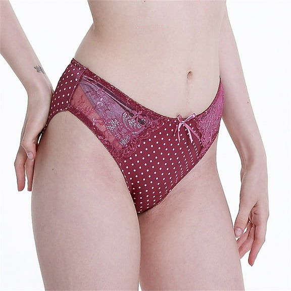 WCJM Women's Panties Essentials Women's Cotton Bikini Brief Underwear (Available in Plus Size), Multipacks Ladies Fashion Sexy Lace Trim Briefs Waist Breathable Lightweight Plus Size