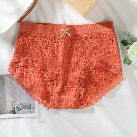 WCJM Women's Panties Women's Cotton Underwear High Waisted Full Coverage Ladies Panties And Comfortable Cotton Underwear Inner Crotch Pleated Lace Large Base Underwear