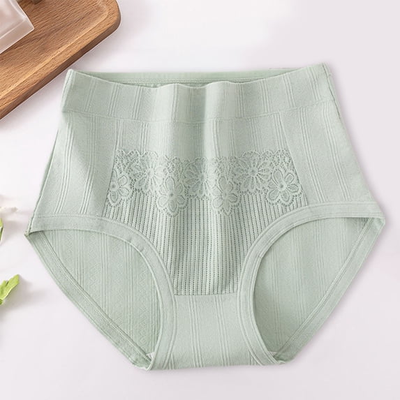 WCJM Women's Panties Women's Cotton Underwear High Waisted Ladies Panties Full Coverage Briefs 4 Pack (Regular & Plus Size) Women Lace Threaded Early Pregnancy Waist Belly Support Maternity