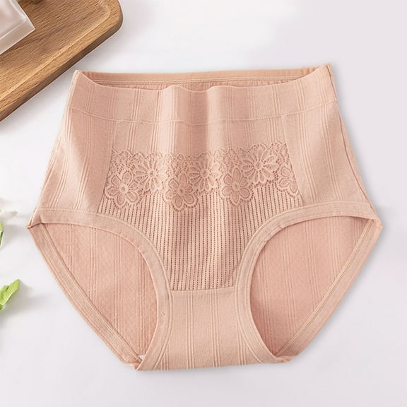 WCJM Women's Panties Women's Cotton Underwear High Waisted Ladies Panties Full Coverage Briefs 4 Pack (Regular & Plus Size) Women Lace Threaded Early Pregnancy Waist Belly Support Maternity
