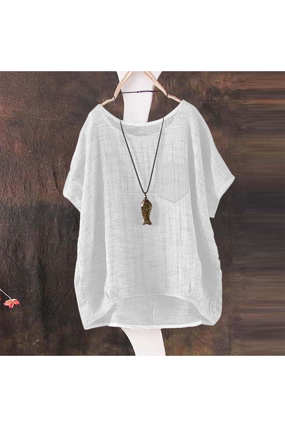 Women's Short Sleeve Loose Casual T-Shirt Tee Tops Twist Knotted Women's Short Sleeve T-Shirt Women's Summer Short Sleeve Solid Casual Loose Linen Tops