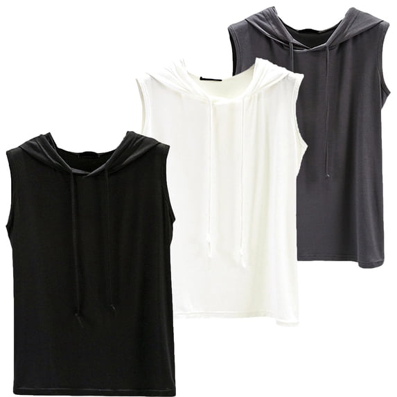 WCJM Women's Short Sleeve Scoop Neck T Shirt Casual Tops 3 Piece Set Of Hooded Loose Plus Size Pullover Vest for Women's Mmer Thin Style Sleeveless Bottom Shirt for Versatile Wear