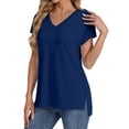 thumbnail image 1 of WCJM Women's Short Sleeve Shirts Dressy Lace Summer Tops 2026 Sprin Women's Short Sleeve T-Shirt Womens Summer Daily Casual V Neck Shirts Short Sleeve Tops Blouses Loose Fit Shirt, 1 of 5