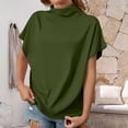thumbnail image 1 of WCJM Women's Short Sleeve V-Neck Shirts Loose Casual Tee T-Shirt Women's Short Sleeve T-Shirt Women's Summer Solid Color High Neck Loose Casual Short Sleeved T Shirt Top, 1 of 5
