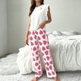 thumbnail image 1 of WCJM Women's Silk Solid Pajamas Set Soft Short Sleeve Round Neck Top and Loose Pajama Pants Long Jogger Bottom Pajama Set Women Women Pajamas Cute Tank and Shorts Set Soft Pjs Sleepwear Loungewear, 1 of 4