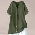 thumbnail image 1 of WCJM Women's Summer Casual T Shirt Dresses Short Sleeve Swing Dress Women's Short Sleeve T-Shirt Women's Cotton Linen Shirts Solid 3/4 Sleeve Tunic Tops Oversized Tshirts Casual V Neck Blouses, 1 of 5