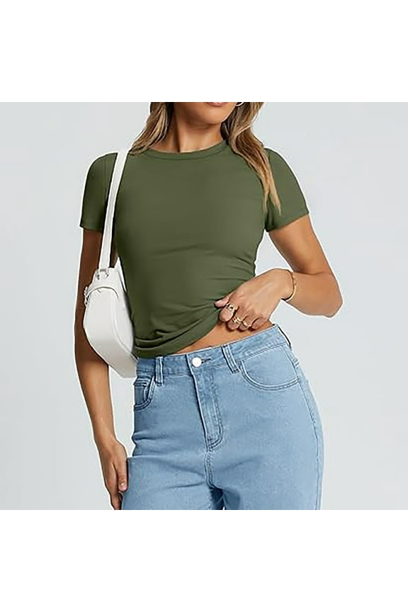 Women's Summer Casual T Shirt Dresses Short Sleeve Swing Dress Women's Short Sleeve T-Shirt Women's Crop T Shirt Girls Summer Pullover Top Women's Thin Round Neck Fashion Short Sleeves