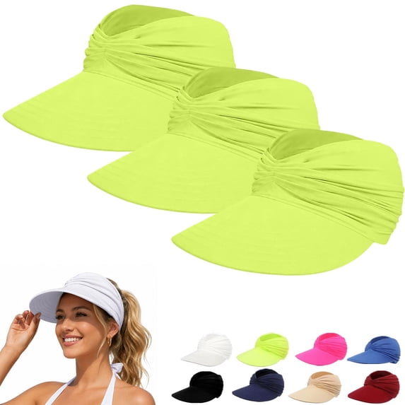 WCJM Women's Summer Ponytail Sun Visor Hat Wide Brim Lightweight Foldable UPF 50+ for Beach Outdoor Travel Volleyball