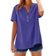 thumbnail image 1 of WCJM Women's Summer Short Sleeve Casual Loose Swing T-Shirt Dress Women's Short Sleeve T-Shirt Loose Button Shirt Tops Stand Solid Color Sleeve Collar Casual Women's Shirt, 1 of 6