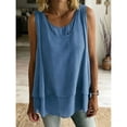 thumbnail image 1 of WCJM Women's Tanks Flowy Chiffon Sleeveless Blouse for Women Double Layers Crewneck Tank Top Ladies Summer White Tunic Shirt（Blue,S）, 1 of 7