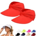 thumbnail image 1 of WCJM Women's UPF 50 Wide Brim Visor Hat 2 Pack Lightweight Foldable Ponytail Friendly Cap for Summer Beach Travel Running, 1 of 7