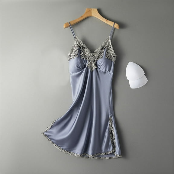 WCJM Women'S Blended Pajamas Navy Womens Short S0Leeve V Neck Homewear Pajamas Long Dress Nightgowns Sleepwear Polyester