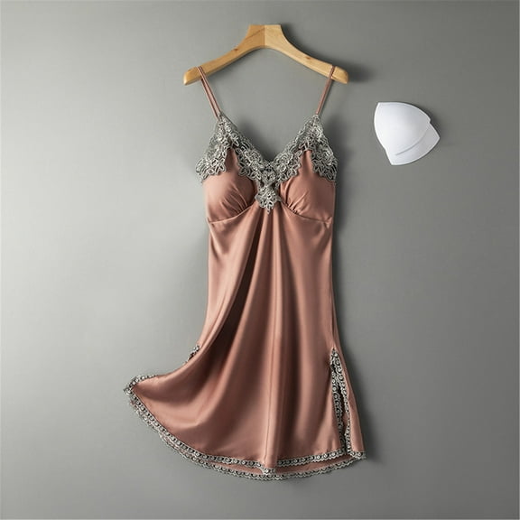 WCJM Women'S Blended Pajamas Wine Womens Short S0Leeve V Neck Homewear Pajamas Long Dress Nightgowns Sleepwear Polyester