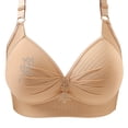 thumbnail image 1 of WCJM Women's cotton Beige nylon underwear Thin Laceless Ring Comfortable Breathability Underwear Large Size Brater Buckle Female Bra Deep V Neck Vest Bralette Wireless Seamless Bra, 1 of 2