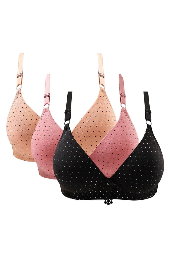 Women's cotton Beige nylon underwear Thin Laceless Steel Ring Comfortable Breathability Underwear Large Size Brater Buckle Female Bra Deep V Neck Vest Bralette Wireless Seamless Bra