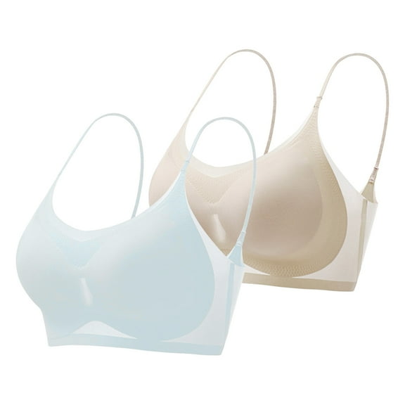 WCJM Women's cotton C chemical fiber underwear Womens No Steel Ring Front Close Bra T Back Plus Size Seamless Unlined Bra For Large Bust