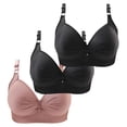 thumbnail image 1 of WCJM Women's cotton Coffee nylon underwear Thin Laceless Steel Ring Comfortable Breathability Underwear Large Size Brater Buckle Female Bra Deep V Neck Vest Bralette Wireless Seamless Bra, 1 of 4