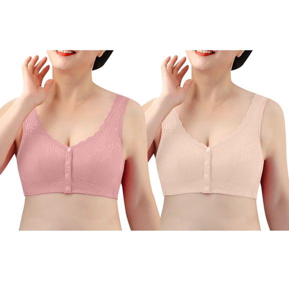 WCJM Women's cotton Coffee nylon underwear Women Sexy Lace Back Button Shaping Cup Adjustable Shoulder Strap Large Size Bra