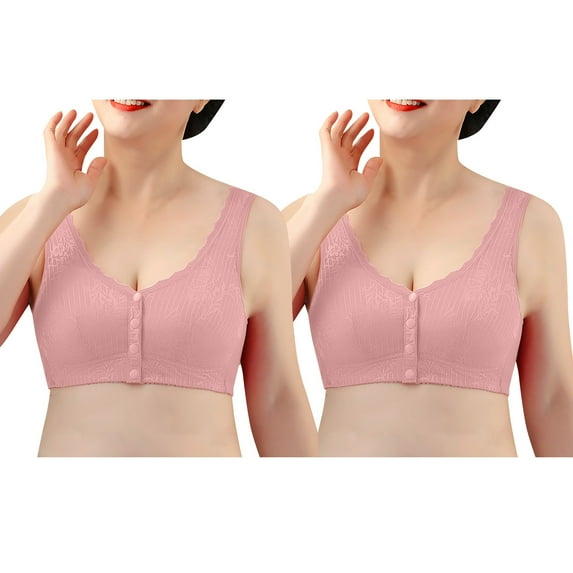 WCJM Women's cotton Grey nylon underwear Women Sexy Lace Back Button Shaping Cup Adjustable Shoulder Strap Large Size Bra