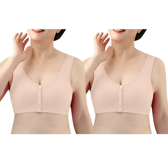 WCJM Women's cotton Grey nylon underwear Women Sexy Lace Back Button Shaping Cup Adjustable Shoulder Strap Large Size Bra